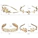 4 Pieces Gold Leaf Headband Greek Headband Roman Tiara Crowns Star Bridal Hair Accessories with Faux Pearl for Wedding Party