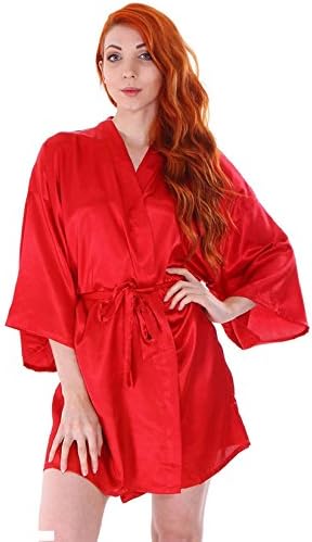 Women Solid Robe Silk Stain Robes Wedding Bride Night Gown Kimono Short Robe