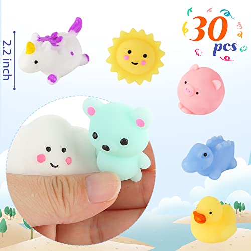Shindel Mini Mochi Squishies Toy, 30PCS Kawaii Squishies for Kids Animal Mochi Squeeze Toy Stress Relief Toys for Party Favors Carnival Prizes Goodie Bag Fillers