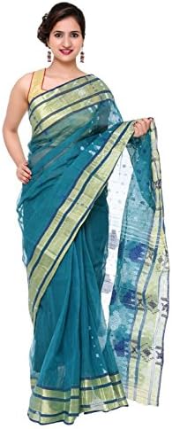 Khadi Cotton Silk Saree SB00008 (DESIGNER-DOLLZ) B682005 Blue &amp; Golden Color