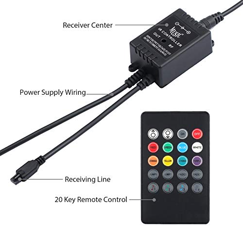 Justech 6PCS 72LEDs Strip Lights Car Interior Lights Footwell Lights Dimmable Ambient Lighting 12V RGB SMD Car Mood Lights Waterproof With Wireless Music Control and Cigarette Lighter