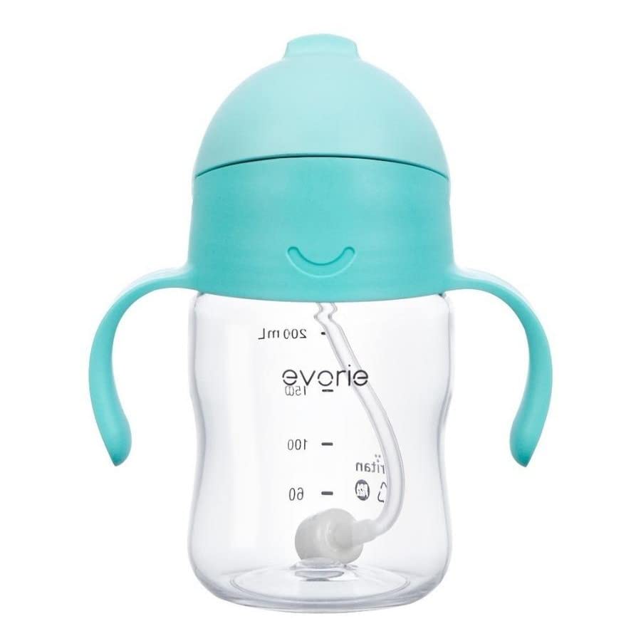 Evorie Tritan Weighted Straw Sippy Cup with Handles for Baby and