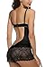 Avidlove Women Lingeries Strap Babydoll Lace Outfits Patchwork Sleepwear Jumpsuit Black XXL