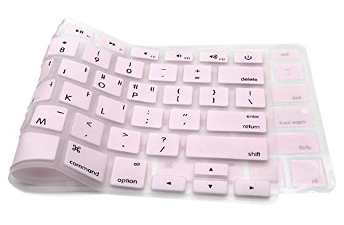 HRH Korean Silicone Keyboard Cover Skin for MacBook Air 13,MacBook Pro 13/15/17 (with or w/Out Retina Display, 2015 or Older Version)&Older iMac USA Layout Keyboard Protector-Light Pink