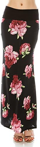 shorifashion Maxi Skirt Long Skirt 95% Rayon 5% Spandex - Made In USA (3XL, Rose Black)