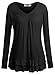 DJT Women's Round Neck Long Sleeve Ruched Front T Shirt Top X-Large Black