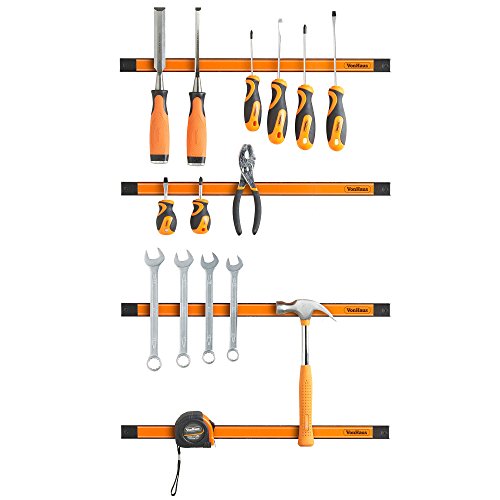 VonHaus 4 x 16" Piece Magnetic Tool Holder Organizer Racks Ideal for Garage and Workshops (Mounting Screws Included)