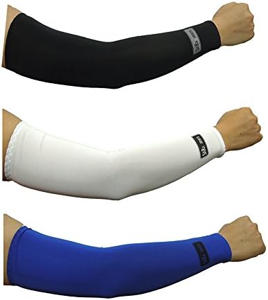 SWEETFOX 3pairs Cycling Sun Protective Uv Cover Arm Sleeves Athletic Sport Cooling Football Hikhing Golf Fishing Driving Jogging (White, Black, Blue), Free