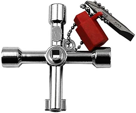 Cinhent Wrench Multi-Tool 4 Way Cross Key Wrench Square Triangle Train Electrical Elevator Cabinet Box, Utility Key Professional Control Cabinet Key, Convenient & Practical & Portable