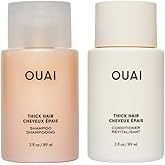 OUAI Thick Hair Shampoo & Conditioner Set, Travel Size - Moisturizing Shampoo & Conditioner - With Keratin, Marshmallow Root, Shea Butter & Avocado Oil - Sulfate, Paraben & Phthalate Free (3 Oz)