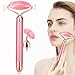 2-IN-1 Jade Roller Face Massager, Electric Nature Rose Quartz Beauty Bar Facial Roller Kit, Arm Eye Nose Massage Stone for Face Lift,Anti-Aging,Anti-Wrinkles,Skin Tightening,Face Firming