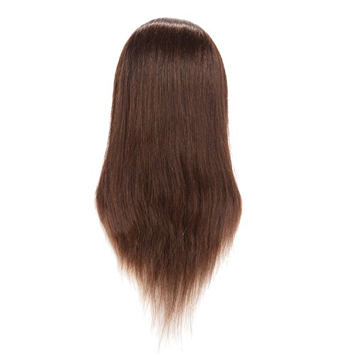 Traininghead 18-20'' 100% Human Hair Mannequin Head Practice Training Doll Head Cosmetology Female Mannequin Manikin Head (Dark Brown)