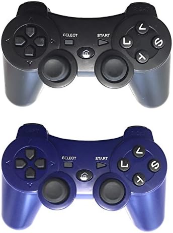 2 Pack Wireless Bluetooth Controller, Gamepad Remote for PS3 (Black+Blue)