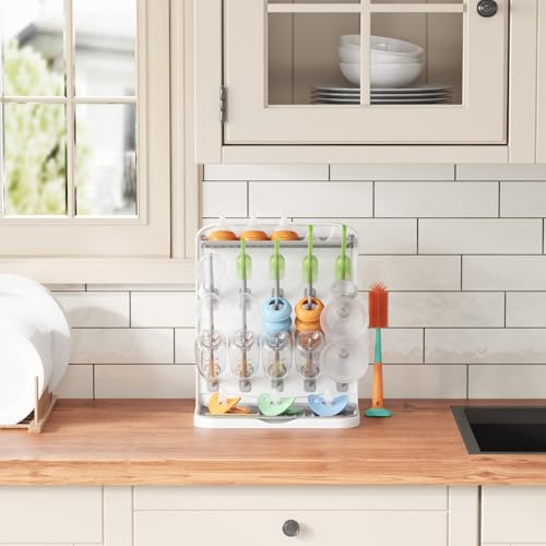 Lifewit - Estante de Secado de biberones para 15 Botellas, tapete de Secado, Caja de chupetes extraíble, Bandeja de Goteo, Estante Vertical para Accesorios de biberones, pajitas con Peso, Piezas de