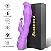 Rabbit Vibrator Dildo with Softest Dual Density Silicone Bunny Ears Curved Shaft for Clitoral G Spot Stimulation, PALOQUETH Rechargeable Waterproof Vibrator 7X 7 Vibration Modes for Women, Purple