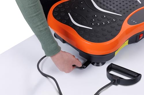 Bio Shaker Maquina de Ejercicio Power Therapy Plataforma Vibratoria con Control Remoto, Ligas de Resistencia, Capacidad 120 kg, Base Antideslizante, Entrenamiento en Casa, Color Negro