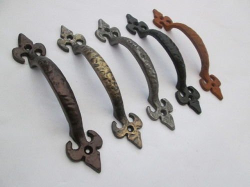 IRONMONGERY WORLD®7"/180mm Fleur DE LYS Ornate Decorative Kitchen Cabinet Door Cupboard Drawer Country Pull Handle (Black)