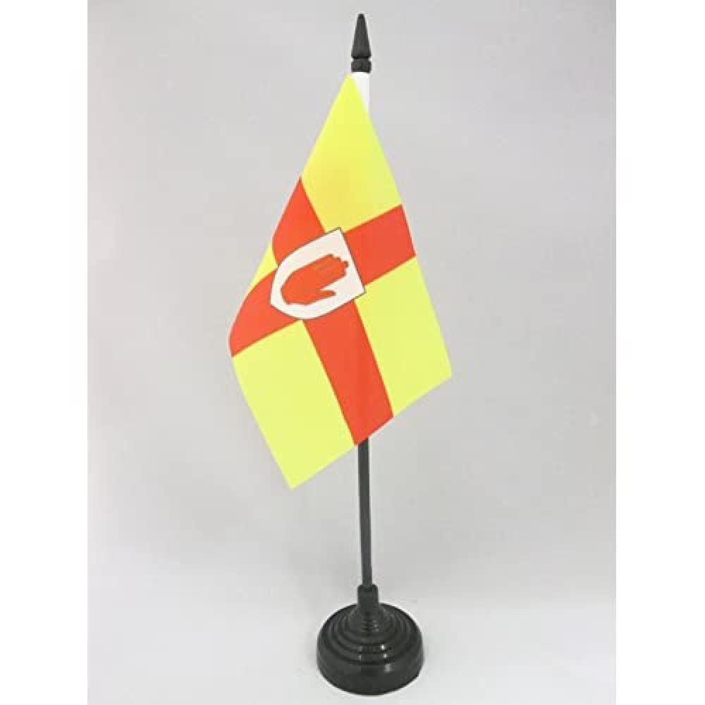 AZ FLAG - Ulster Table Flag 4'' x 6'' - Irish province of Ulster Office Mini Banner 100% Polyester 15 x 10 cm - Mini Desk Flag with 10'' Pole and Black Plastic Base