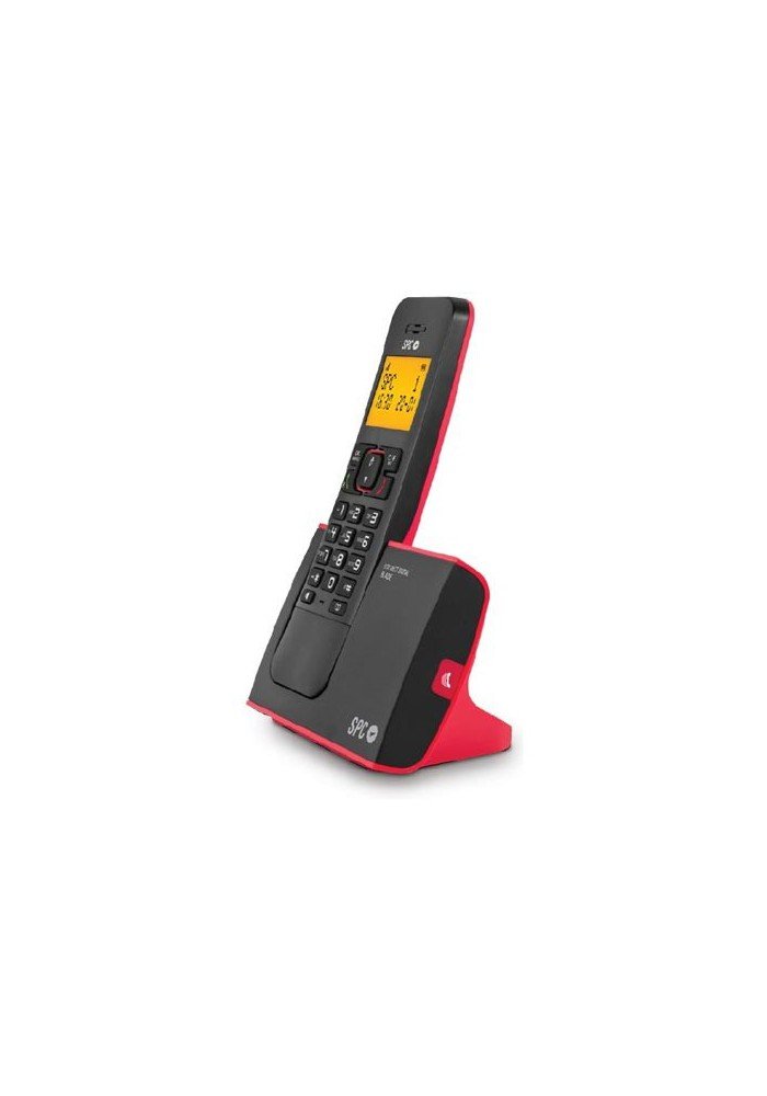 Spc Telecom 7290r - Teléfono inalámbrico (DECT, 50 nombres, manos libres), color rojo y negro