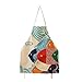 FirstKitchen Cartoon Aprons for Women, Fish Cooking Apron with Pocket, Reusable Washable Cotton Canvas Kitchen Apron, Cute Cooking Apron for Baking, Party, Gift