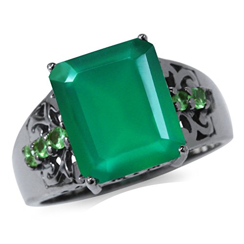 5.03ct. natural emerald green agate & tsavorite 925 sterling …