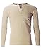 FLATSEVEN Men's Slim Fit Casual Long Sleeve Henley T Shirt (THL100) Beige, L