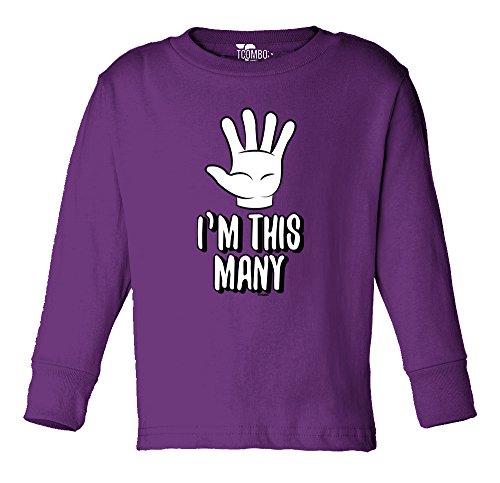 Tcombo I'm This Many 5-5 Year Old - Five Birthday Toddler Little Boy Long Sleeve T-shirt (5/6, Purple) Tcombo I'm This Many 5-5 Year Old - Five Birthday Toddler Little Boy Long Sleeve T-shirt (5/6, Purple)