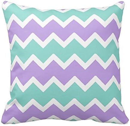 KAKICSA Aqua Blue Lilac Purple Chevron Zigzag Pattern Design Decorative Throw Pillow Case Cover Square 18x18 Inch Two Sides