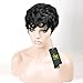 VRZ Slight Wavy Black Short Human Hair Wigs Color 1B(8815A) (short wavy)
