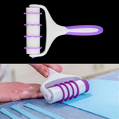 White&amp;Purple Fondant Strip Ribbon Cutter Embosser Roller Cake Decorating Tool