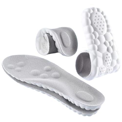 4D Cloud Technology Insole - Super Soft Comfort Insoles, Soft Foot Protection Cloud Feeling Insole, U-Shape Memory Foam Insoles, 4D Sports Memory Foam Insoles (Gray, Men 10.5-11.5/Women 12-13)