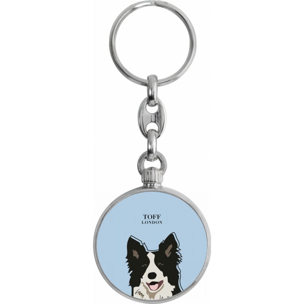 Toff London Black And White Border Collie Dog Head Keyring