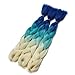 Synthetic Yaki Straight Ombre Jumbo Braiding Hair Extensions High Temperature Fiber Crochet Braids Hairstyles (Blonde Dark Light Blue)