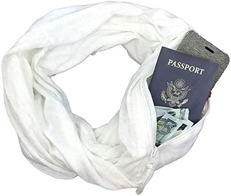 Women's Soft Blanket Scarf Stylish Cozy Tartan Scarves Wrap Loop Shawl Infinity Scarves Zipper Pocket