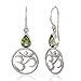 925 Sterling Silver Yoga, Om, Ohm Symbolic w/Green Peridot Dangle Earrings - Nickel Free