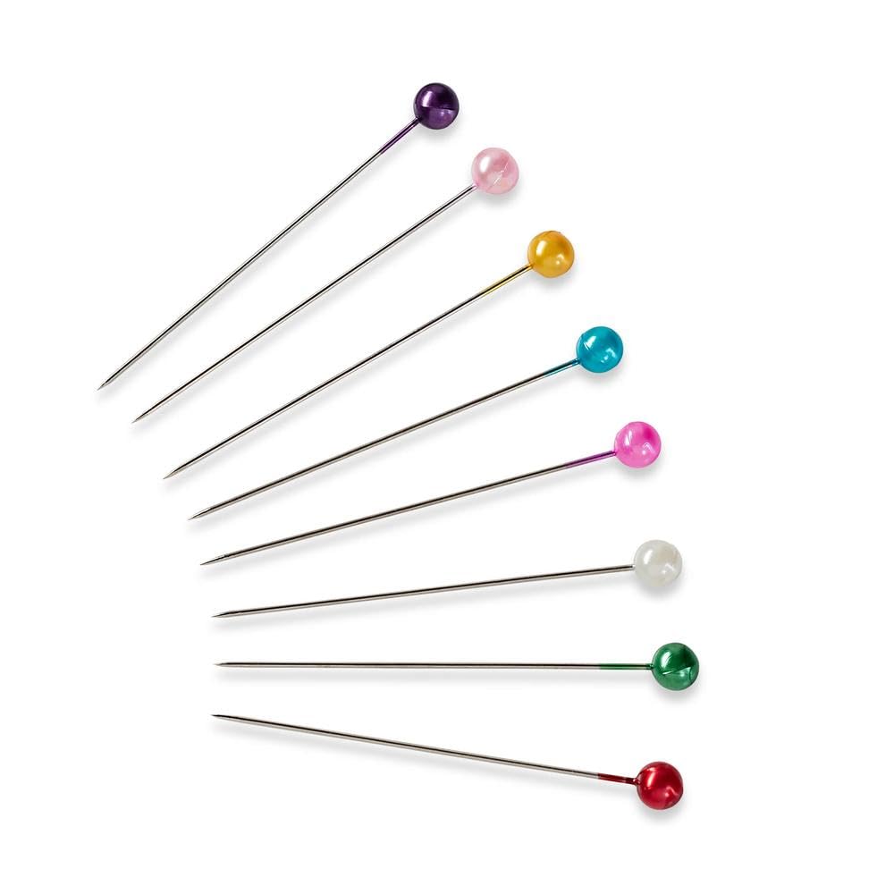 Prym Pearl Head Pins 0.58 x 40 mm Assorted Colours Plastic Box, Alloy Steel, Multi, 40 x 0,58mm