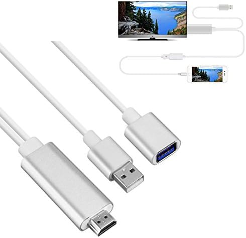 Lightning to HDMI Adapter ,Feihe Plug &amp; Play Lightning Digital AV to HDMI 1080P Cable Adapter for iPhone/iPad/iPod Touch Models,Projector-Silver