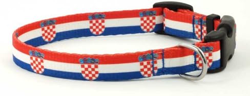 PatriaPet Dog Collar with The Croatia Flag | Great for National Holidays, Special Events, Festivals, Independence Days and Every Day Strong Safe | XSmall Small Medium Large XLarge