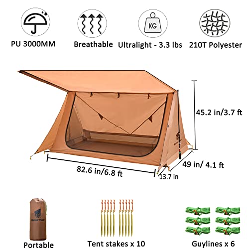 GEERTOP Trekking Pole Tent 2 Person Ultralight Compact Backpack Tent Waterproof Bushcraft