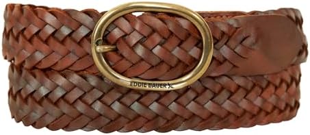Madewell Chestnut Brown Braided Leather Tassel Belt Brass Buckle Woven Skinny Linked Leather Belt | Madewell main image 2