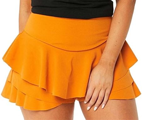 Jaycargogo Womens Fashion Celebrity Shorts Layered Ruffled Frill Skorts High Waisted Skirt Yellow M