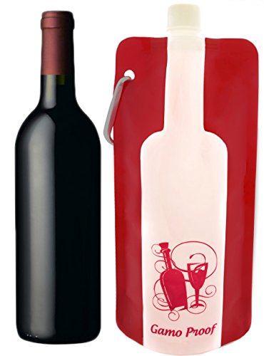 Gamo Proof Wine Pouch, Reusable, Refillable Wine Storage Bag, Holds A Full Bottle of Wine, Leak-Proof, Easy to Clean