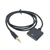 CY Black Ipad Ipod Iphone 30 Pin Female Dock Docking Connection to 3.5mm Male Audio Output AUX Cable