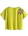 SweatyRocks Women's Casual Summer Tops Floral Embroidered Short Sleeve T Shirt Yellow Large