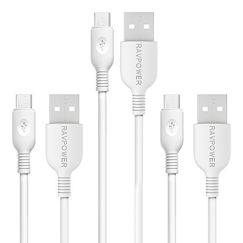 Android cable ravpower 3-pack (3ftx2, 6ft) micro usb ca…