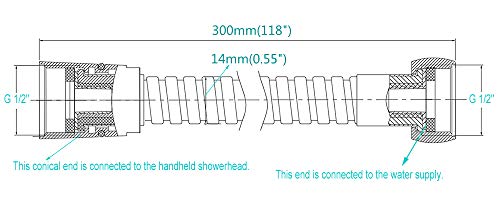 TRIPHIL Kink-free Shower Hoses Extra-long for Handheld Showerhead Hose Replacement Ultra-flexible Metal Shower Tube Extension Anti-twist 2 Brass Connectors Stainless Steel Sleeve Chrome 118 Inches