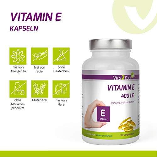 Vitamin E 400 IE 180 Softgel Kapseln 268mg Vitamin E Hochdosiert Premium Qualität vivamax
