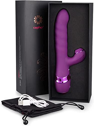 Kaninchen Vibrator, G-Punkt Vibratoren für sie, Teleskop Vibrator Dildo 10 Vibrationsmodi 3 Teleskopisch, Realistischer Sexspielzeug für frauen solo Leise extrem
