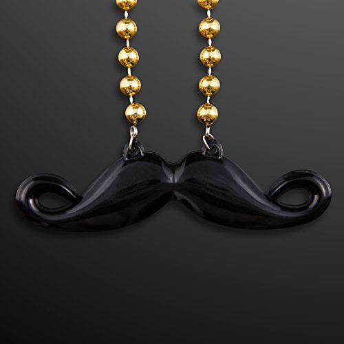 Hipster Mustache on Mardi Gras Bead Necklace (Set of 12)
