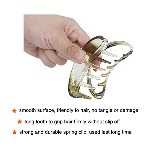 4 Pack Large Clear Transparent Black Brown Red Butterfly Octopus Arcylic Resin Plastic Hair Claw Clips Crab Jaw Barrettes Grips Clamps Clasp Pins Decorative Bangs Buns Twist Hair Accessories for Women - Thumbnail 4